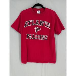 Vintage Atlanta Falcons Shirt Mens Medium Red NFL Football Georgia Tee Majestic